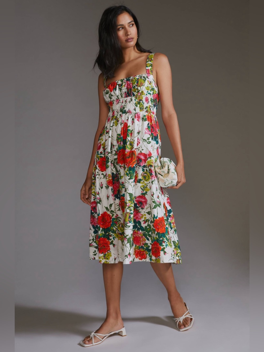 Anthropologie Floral A-line Midi Dress 6